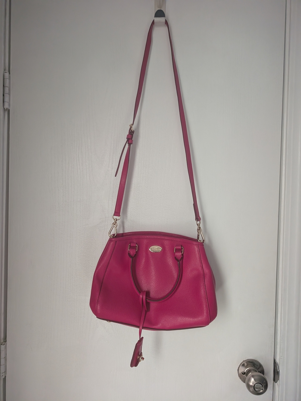 Coach Fuchsia Leather Crossbody Satchel